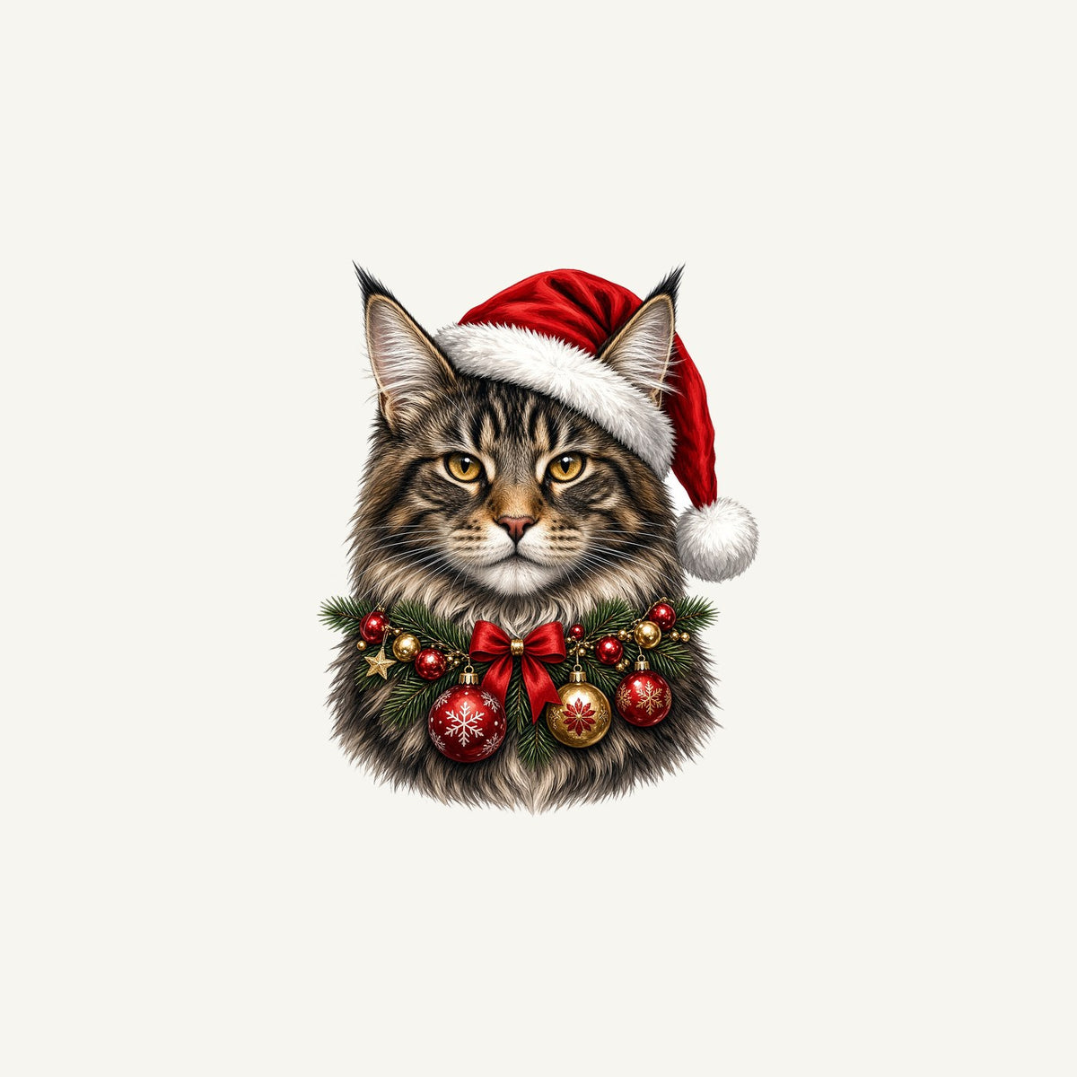 Maine Coon with Baubles Personalised Christmas Mug