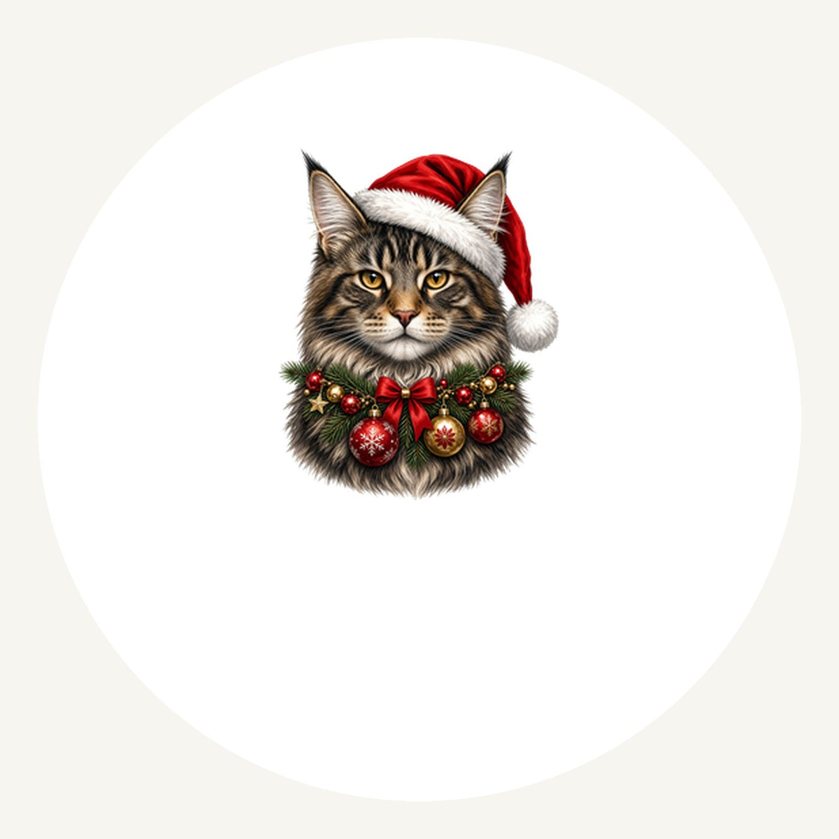 Maine Coon with Baubles Personalised Pewter Christmas Ornament