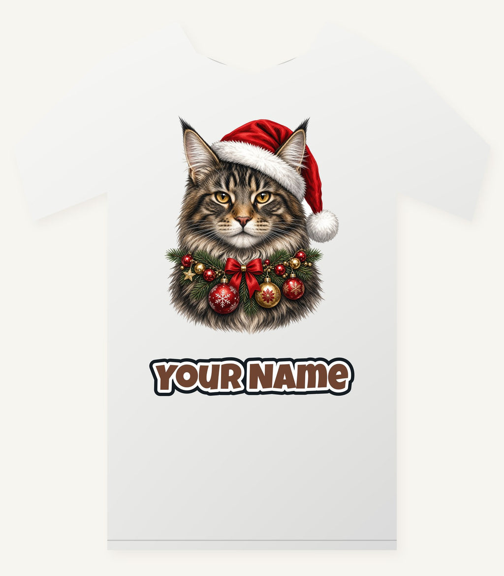 Maine Coon with Baubles Personalised Christmas T-Shirt and Hoodie