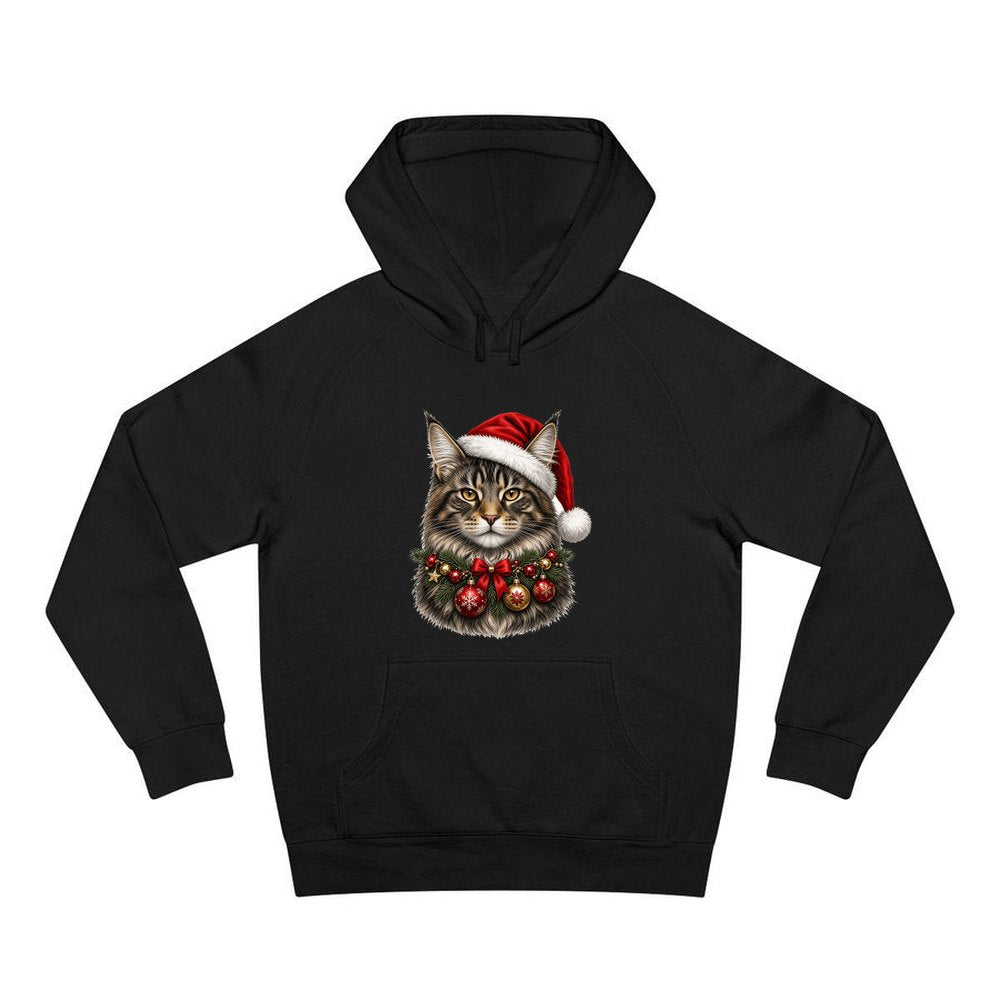 Maine Coon with Baubles personalised Christmas hoodie in black