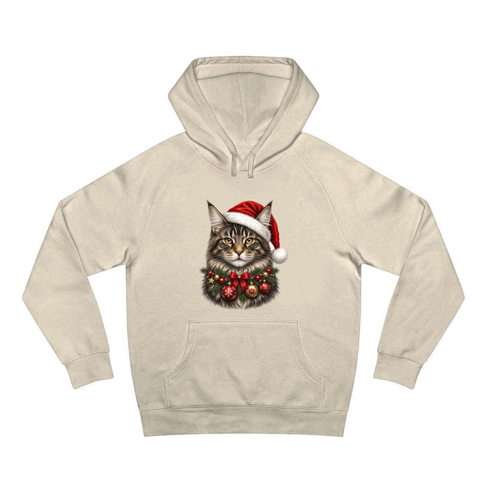 Maine Coon with Baubles personalised Christmas hoodie in sand