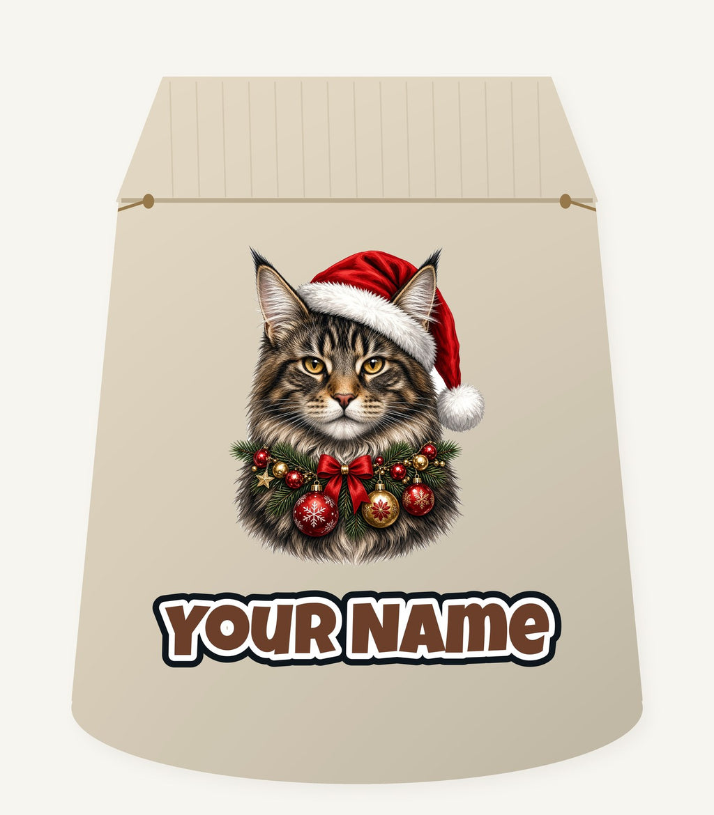 Maine Coon with Baubles Personalised Santa Sack