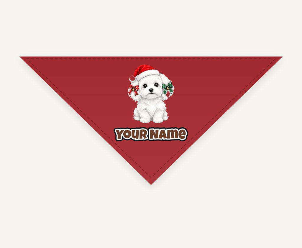Maltese Christmas Personalised Christmas Pet Bandana, Cat or Dog