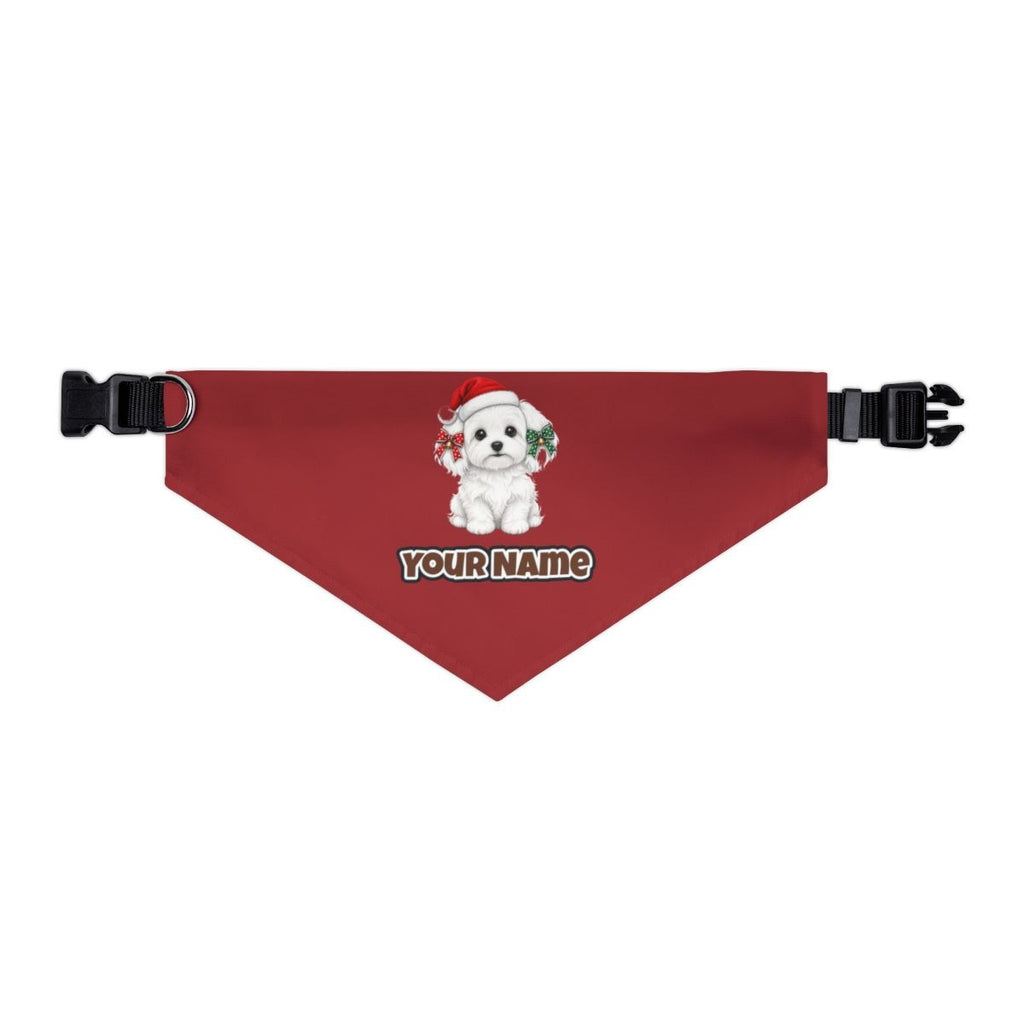 Maltese personalised Christmas pet bandana collar with buckle