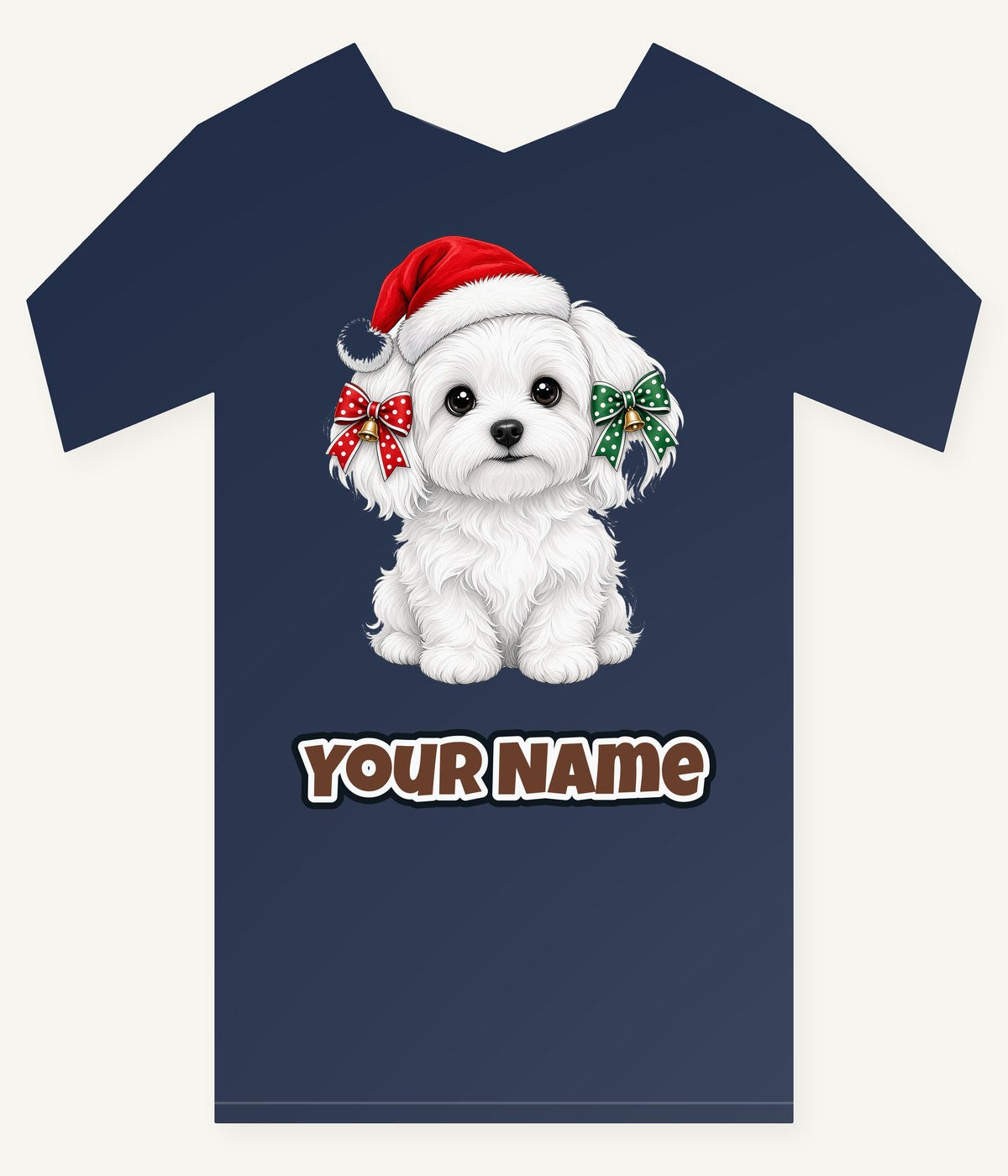 Maltese Christmas Personalised Kids Tee and Baby Bodysuit