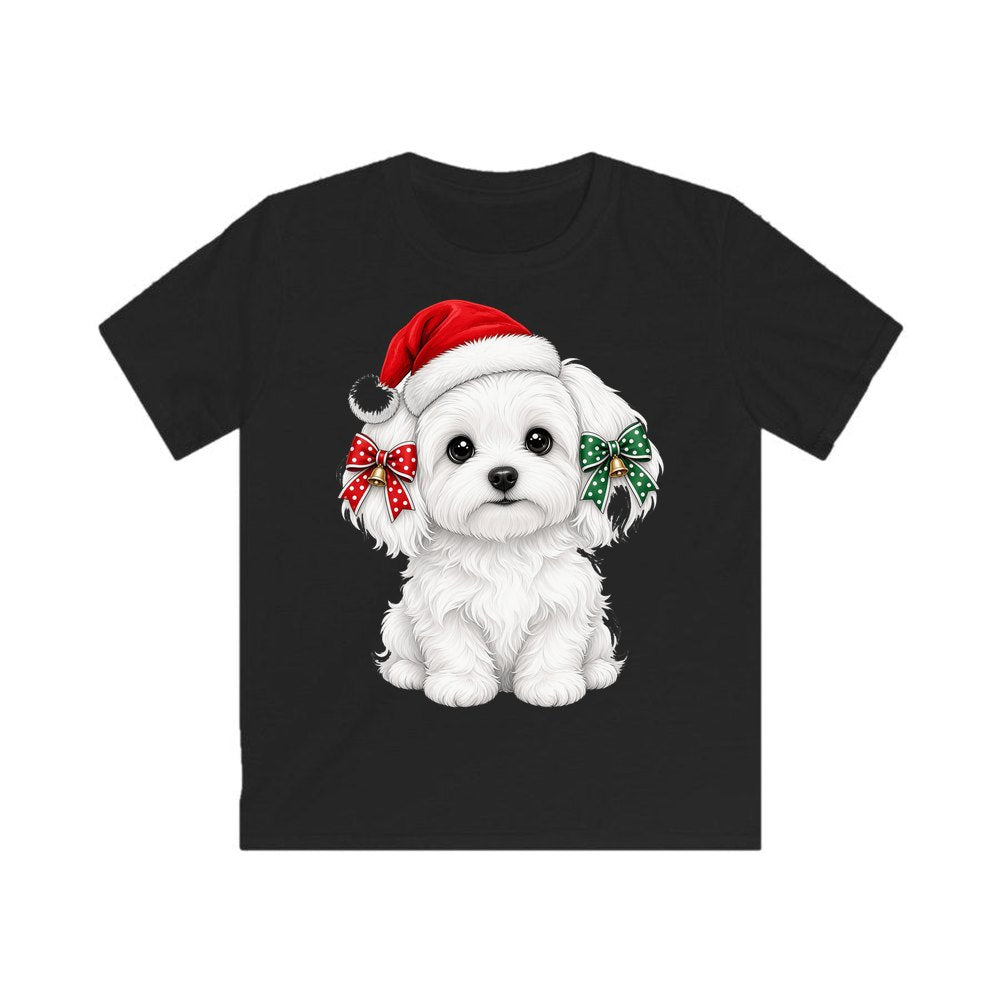 Maltese personalised kids Christmas tee in black
