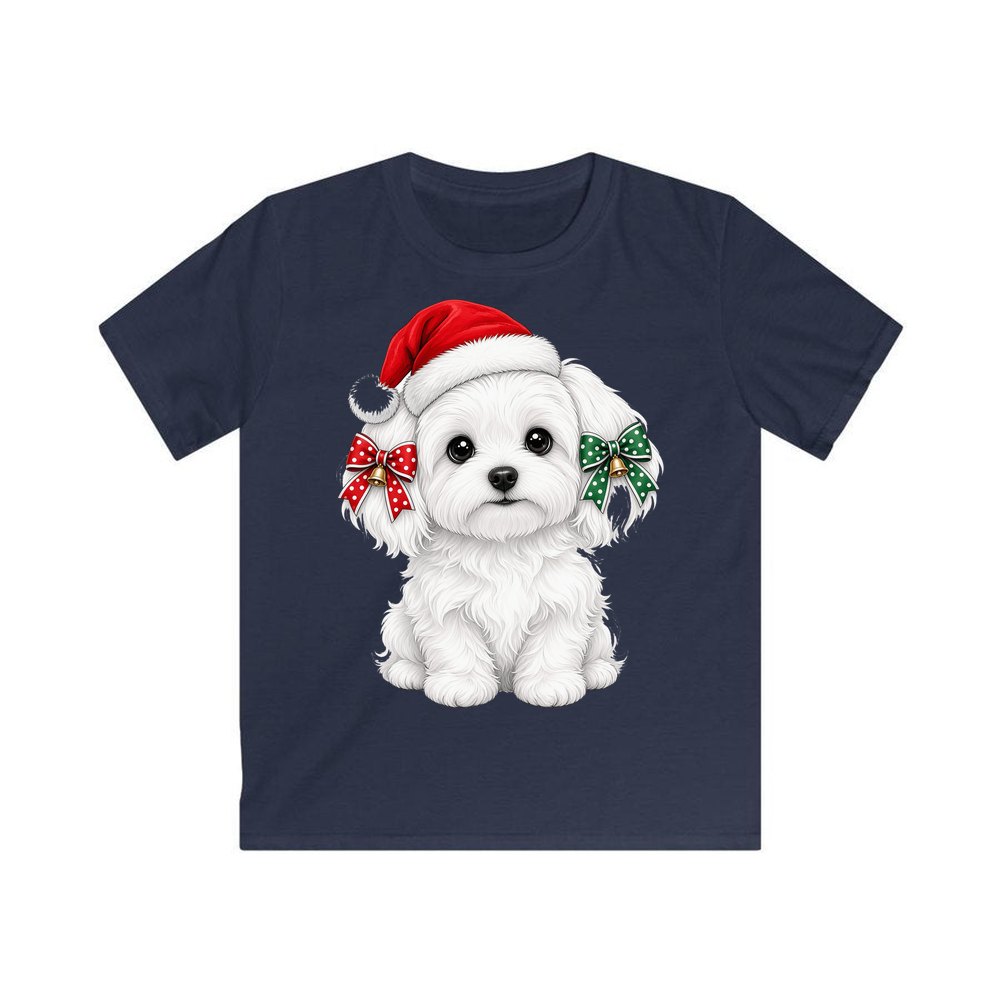 Maltese personalised kids Christmas tee in navy