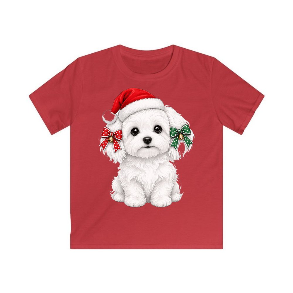 Maltese personalised kids Christmas tee in red