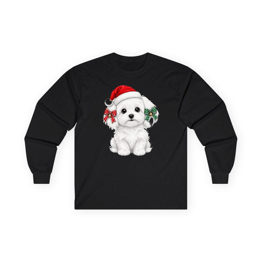 Maltese personalised long sleeve Christmas T-shirt in black