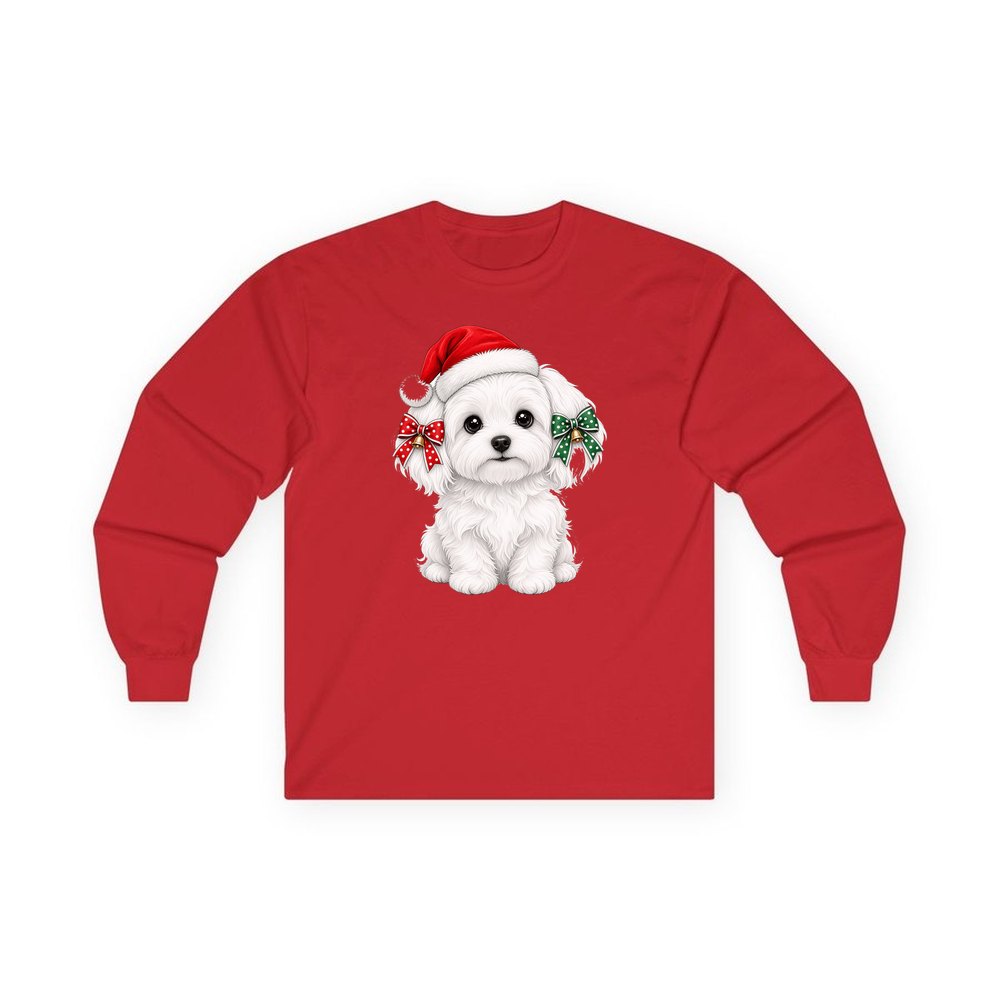 Maltese personalised long sleeve Christmas T-shirt in red