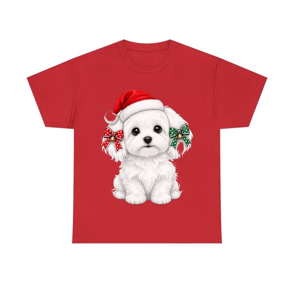 Maltese personalised Christmas T-shirt in red