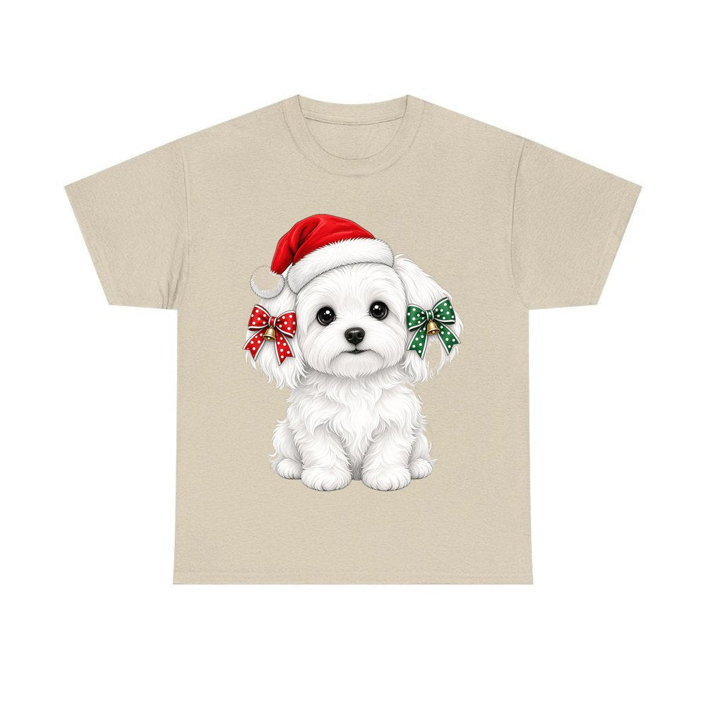 Maltese personalised Christmas T-shirt in sand