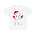 Maltese Christmas design on a white tee
