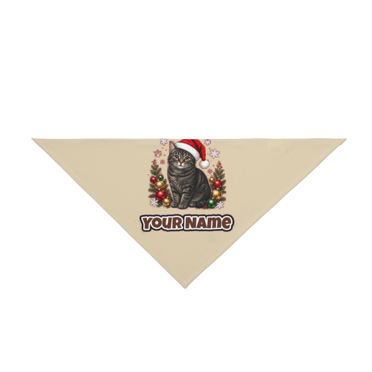 Manx personalised Christmas pet bandana in beige, tie-on style