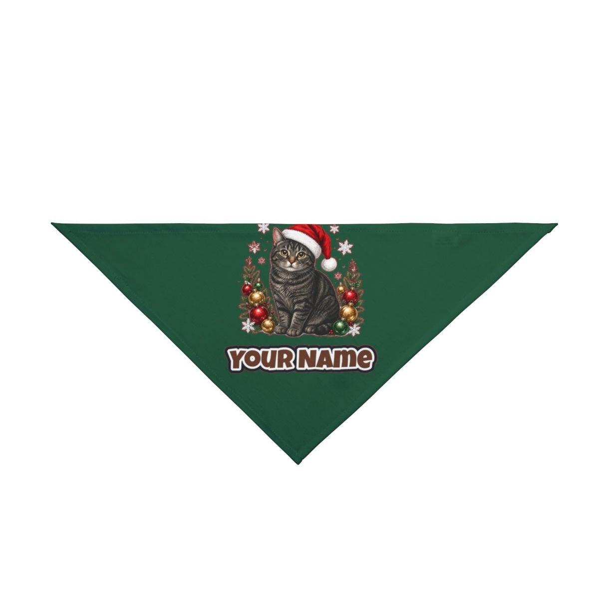 Manx personalised Christmas pet bandana in green, tie-on style