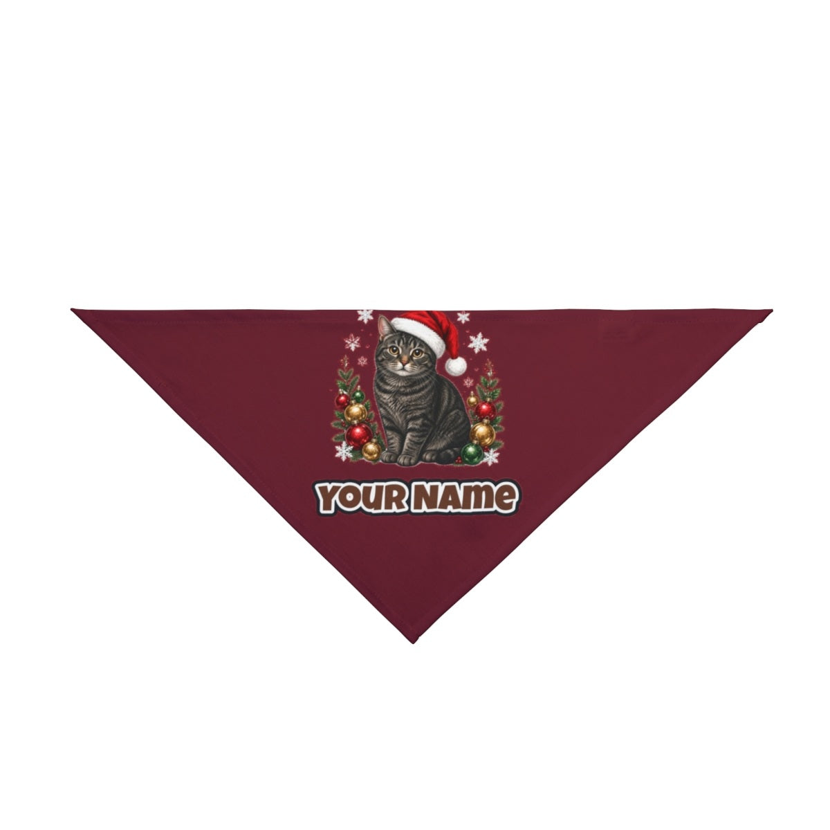 Manx personalised Christmas pet bandana in maroon, tie-on style