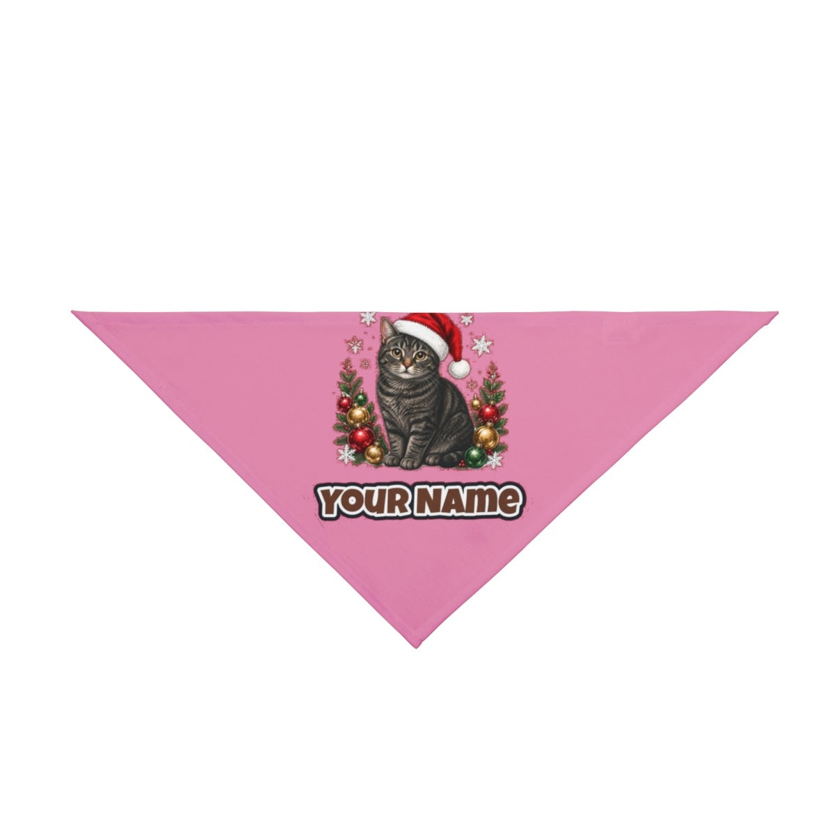 Manx personalised Christmas pet bandana in pink, tie-on style