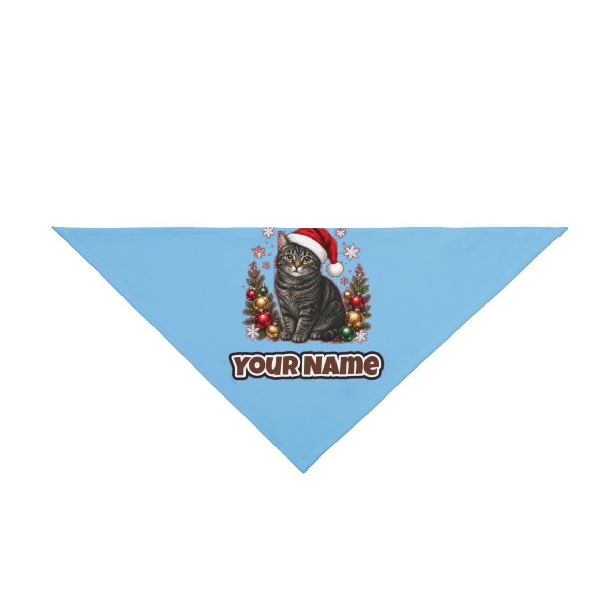 Manx personalised Christmas pet bandana in sky blue, tie-on style