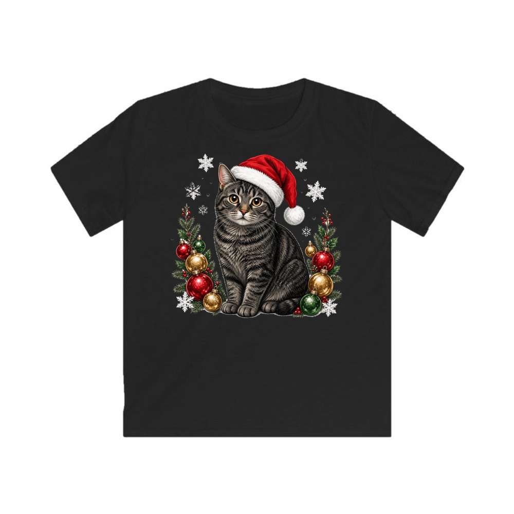 Manx personalised kids Christmas tee in black