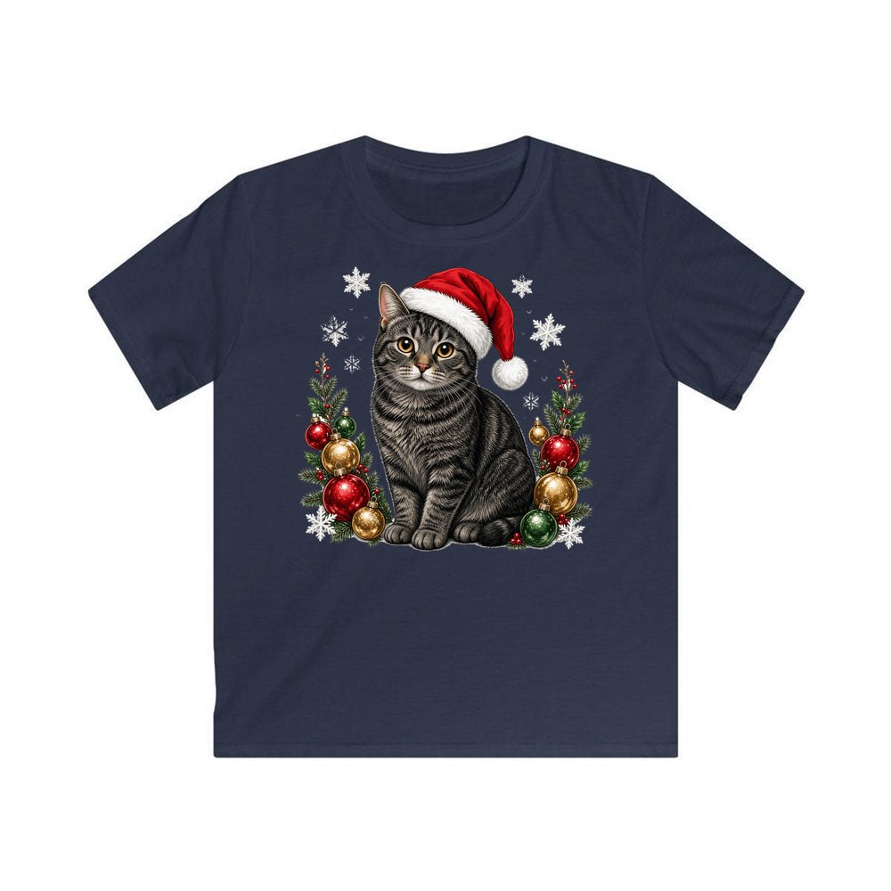Manx personalised kids Christmas tee in navy