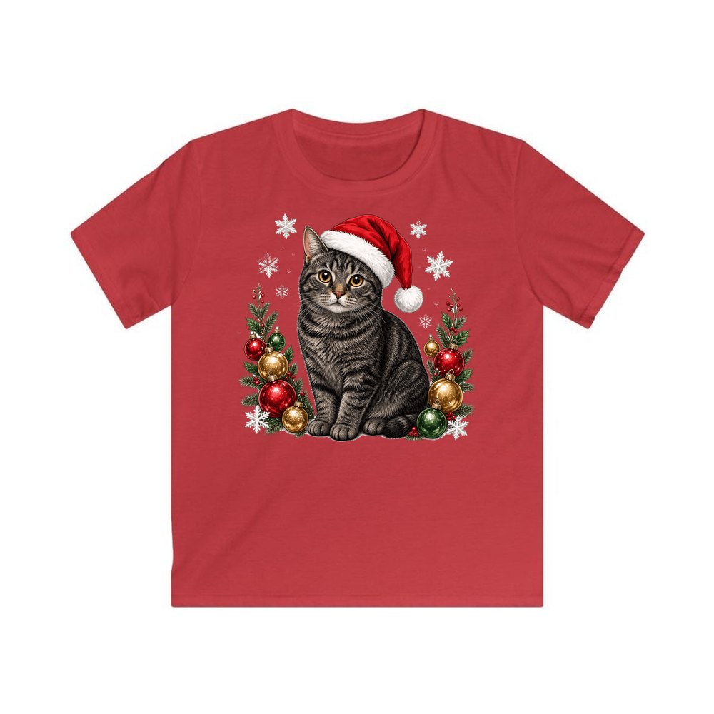 Manx personalised kids Christmas tee in red