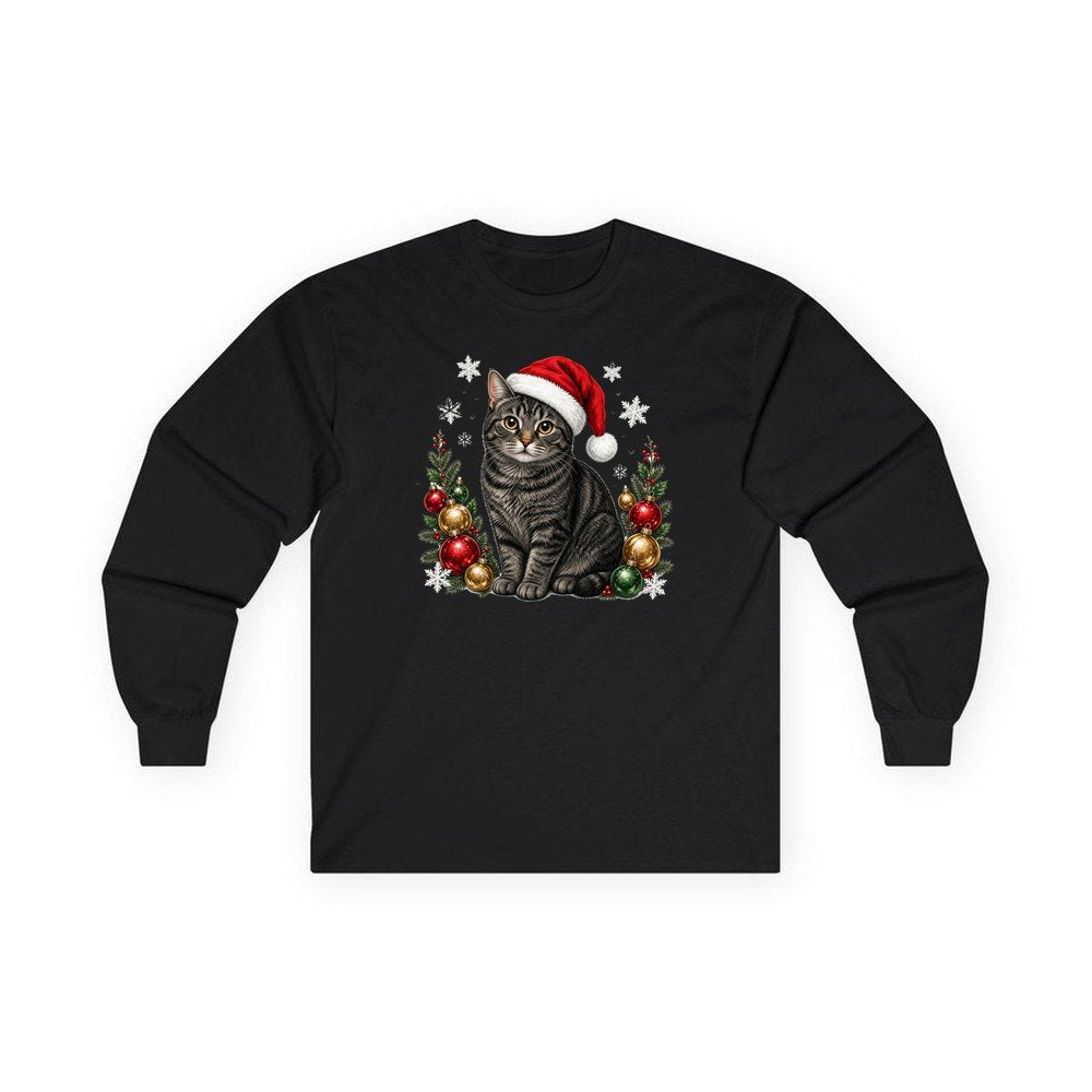 Manx personalised long sleeve Christmas T-shirt in black