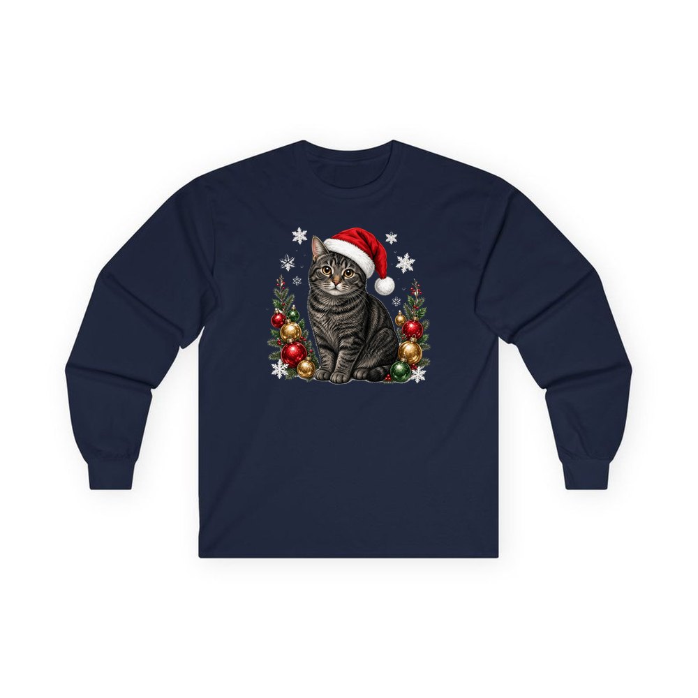 Manx personalised long sleeve Christmas T-shirt in navy