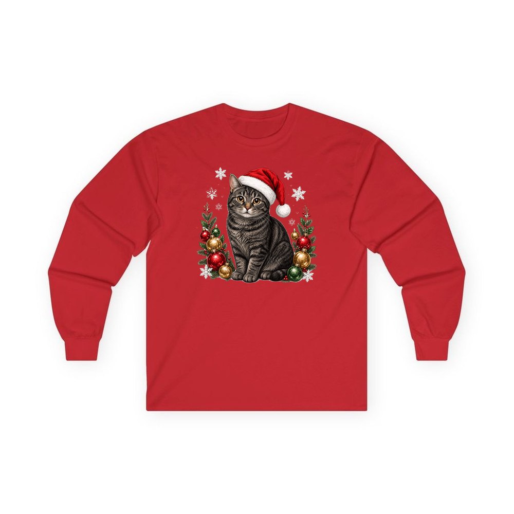 Manx personalised long sleeve Christmas T-shirt in red
