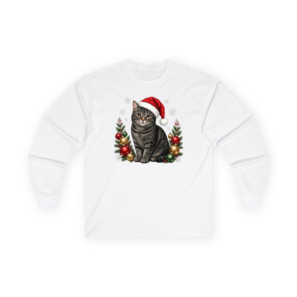 Manx personalised long sleeve Christmas T-shirt in white