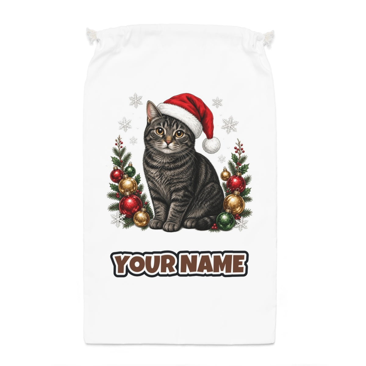 Manx Santa sack laid flat, showing the full print
