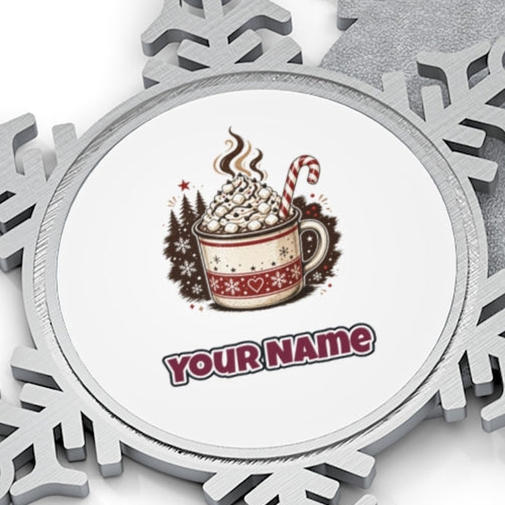Marshmallow Hot Chocolate Mug Personalised Pewter Christmas Ornament