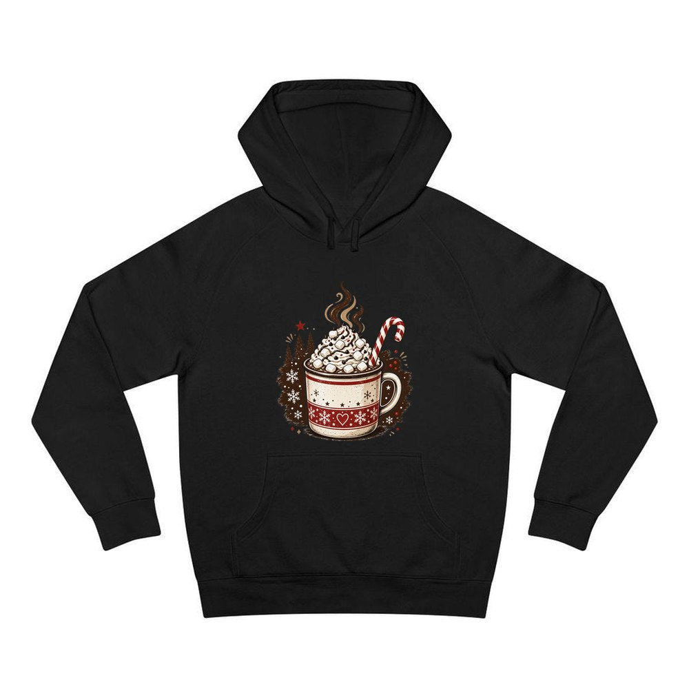 Marshmallow Hot Chocolate Mug personalised Christmas hoodie in black