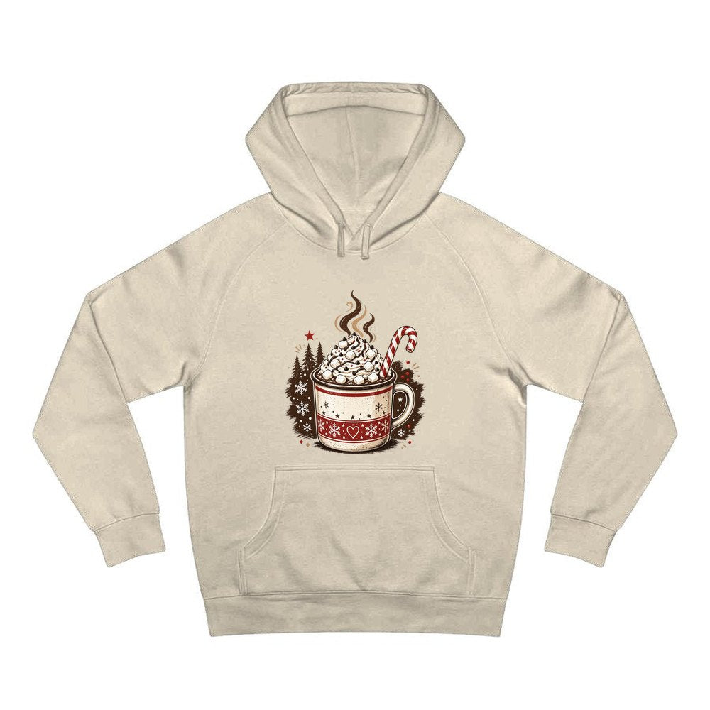 Marshmallow Hot Chocolate Mug personalised Christmas hoodie in sand