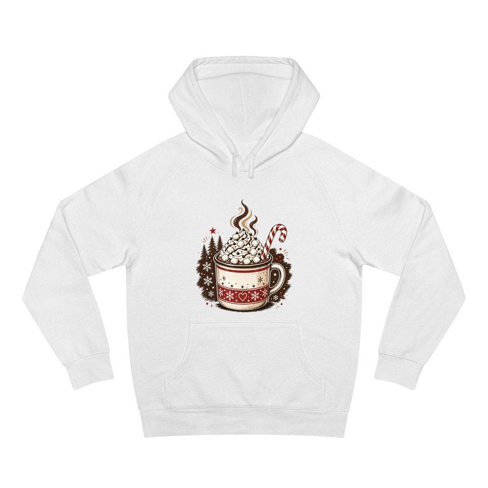 Marshmallow Hot Chocolate Mug personalised Christmas hoodie in white