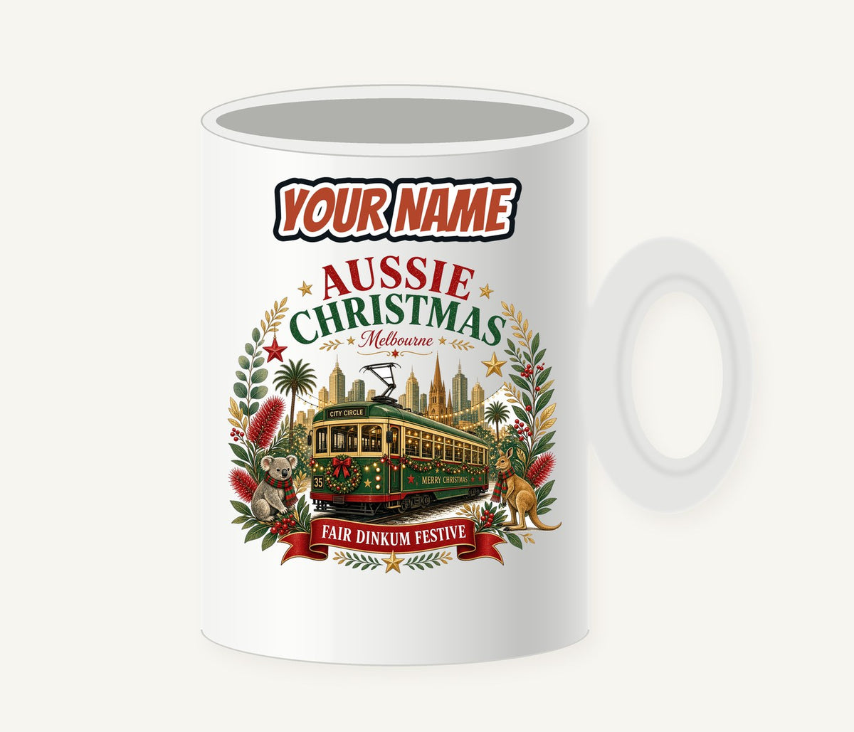 Melbourne Christmas Tram Personalised Christmas Mug