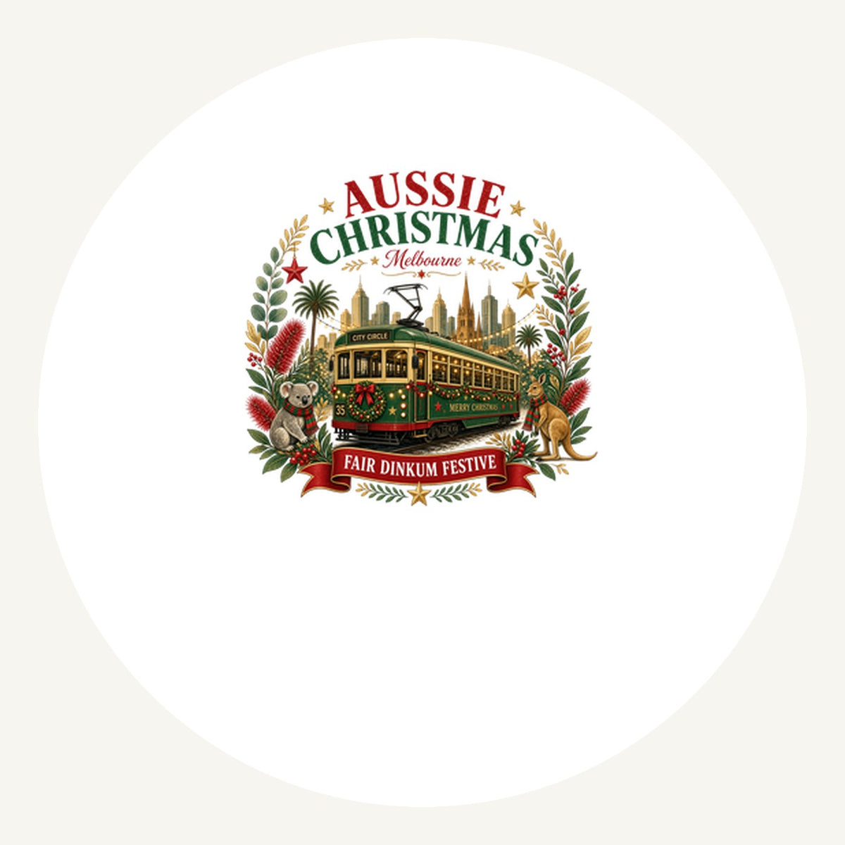 Melbourne Christmas Tram Personalised Pewter Christmas Ornament