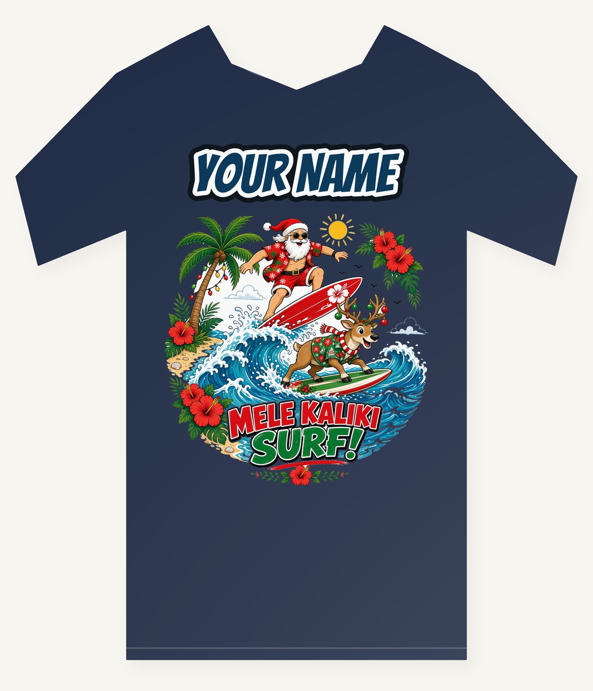 Mele Kaliki Surf Personalised Kids and Baby Christmas Tee