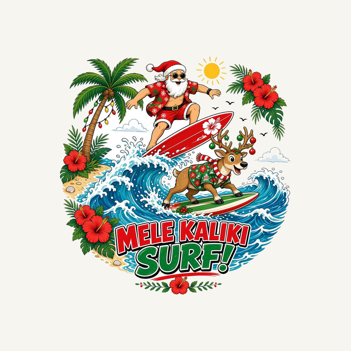 Mele Kaliki Surf Personalised Kids and Baby Christmas Tee