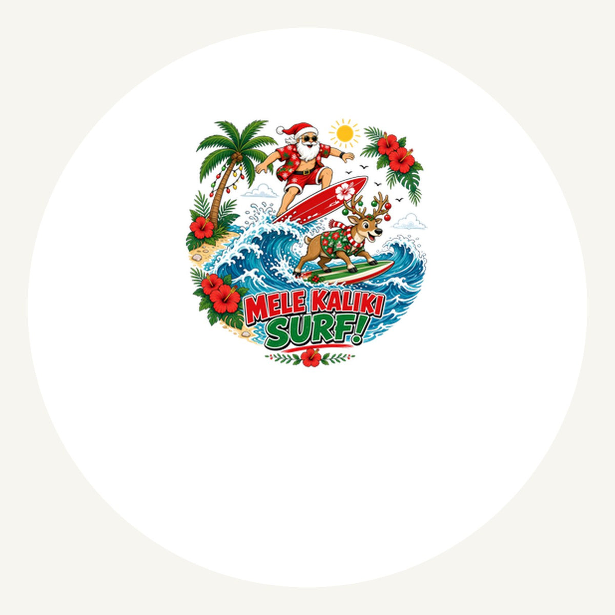 Mele Kaliki Surf Personalised Pewter Christmas Ornament
