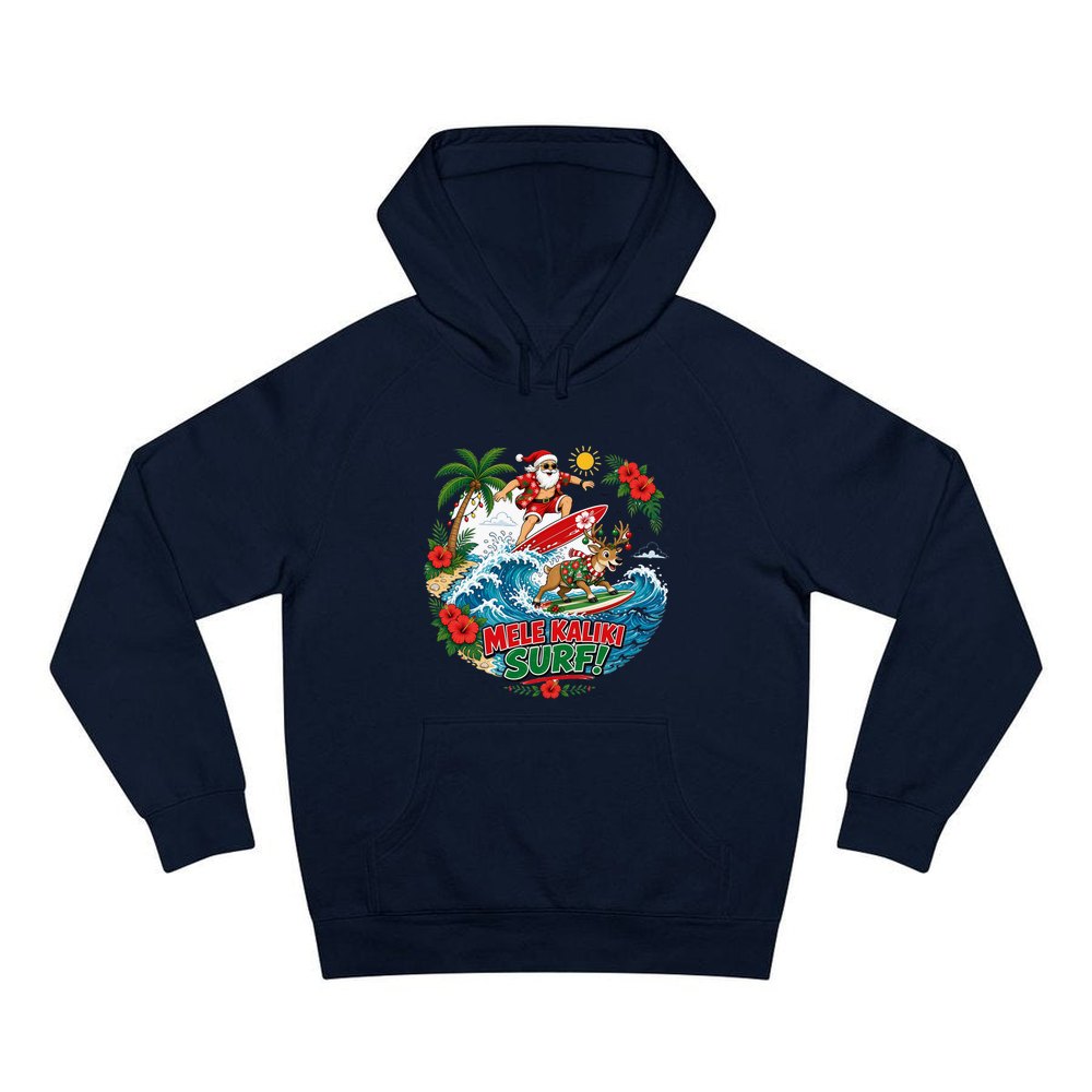 Mele Kaliki Surf personalised Christmas hoodie in navy