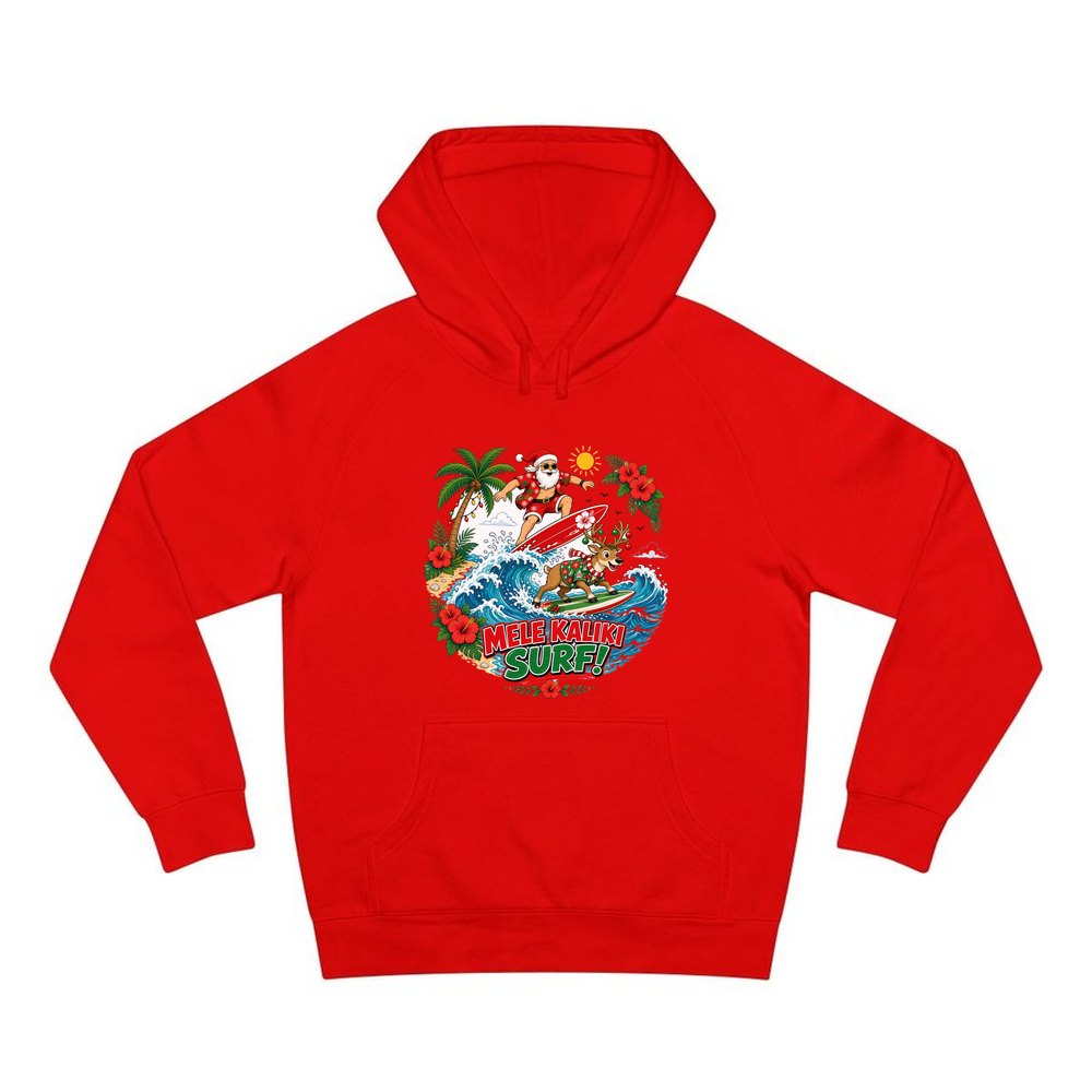 Mele Kaliki Surf personalised Christmas hoodie in red