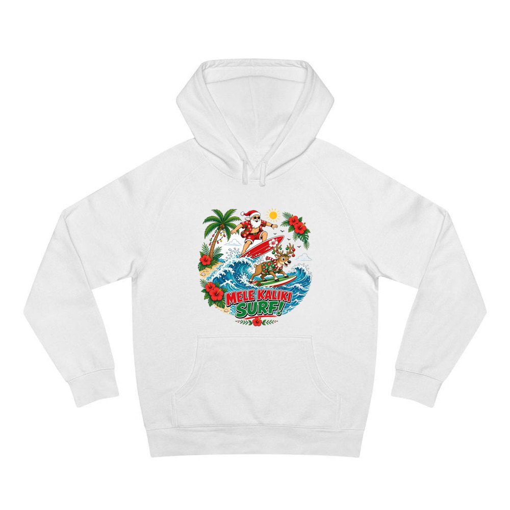 Mele Kaliki Surf personalised Christmas hoodie in white