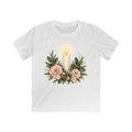 Memorial Candle And Blooms Kids Christmas Tee design on a white kids tee