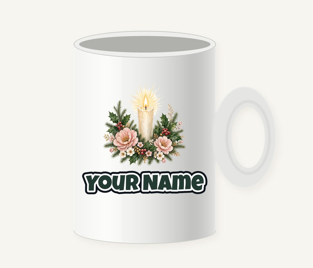 Memorial Candle and Blooms Personalised Christmas Mug