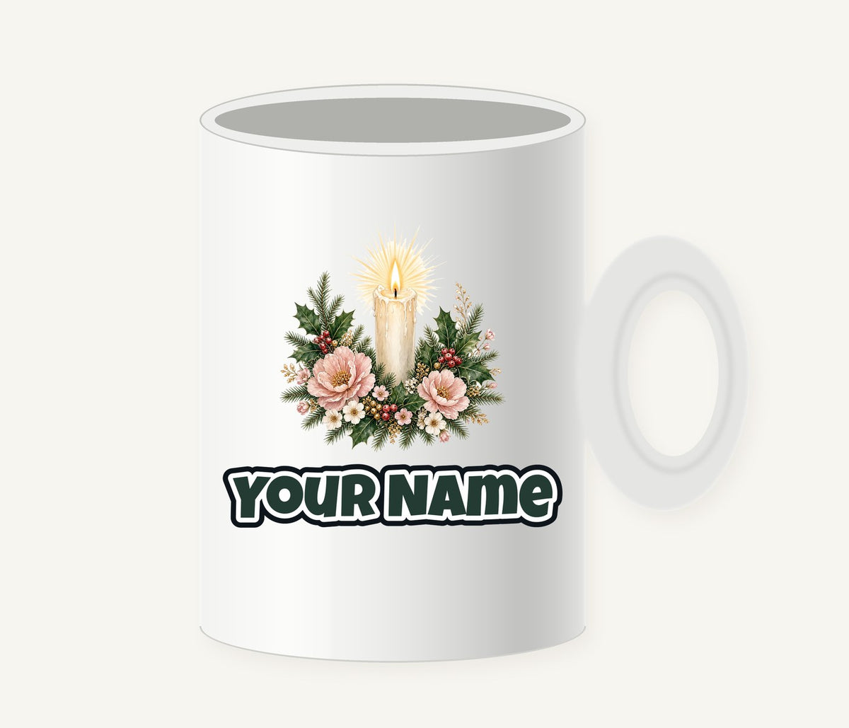Memorial Candle and Blooms Personalised Christmas Mug