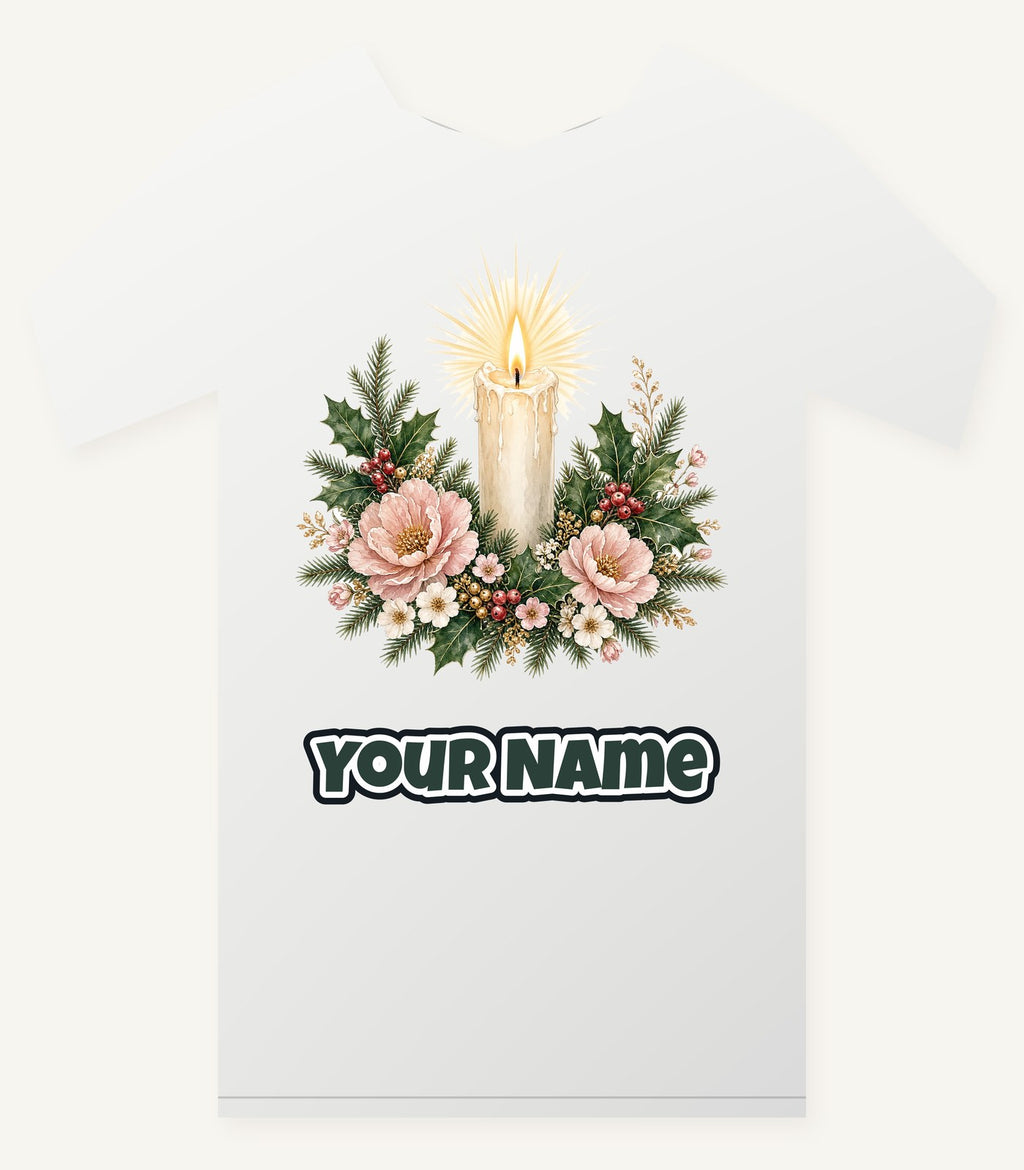 Memorial Candle and Blooms Personalised Christmas T-Shirt and Hoodie