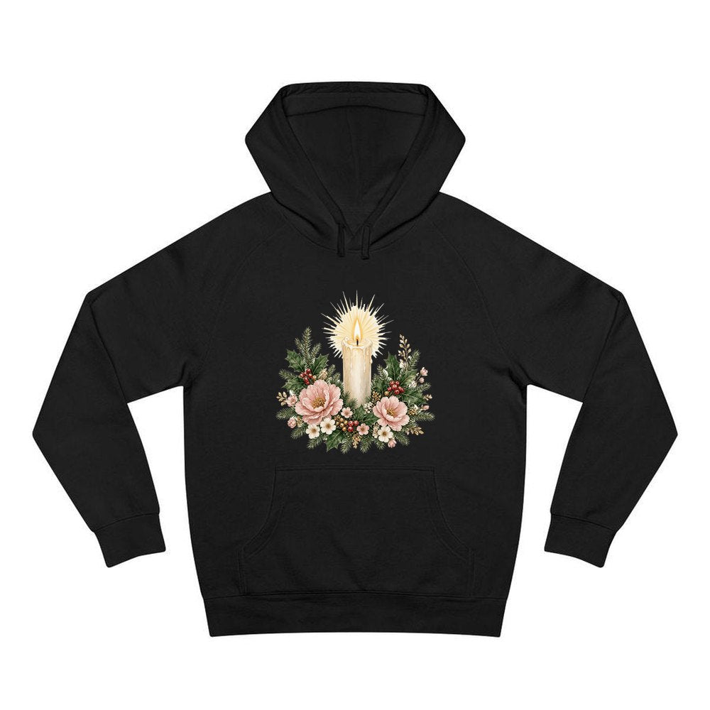 Memorial Candle and Blooms personalised Christmas hoodie in black