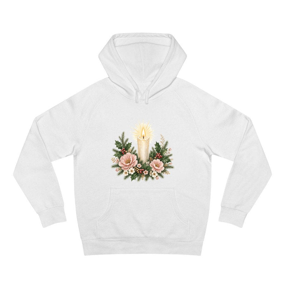 Memorial Candle and Blooms personalised Christmas hoodie in white