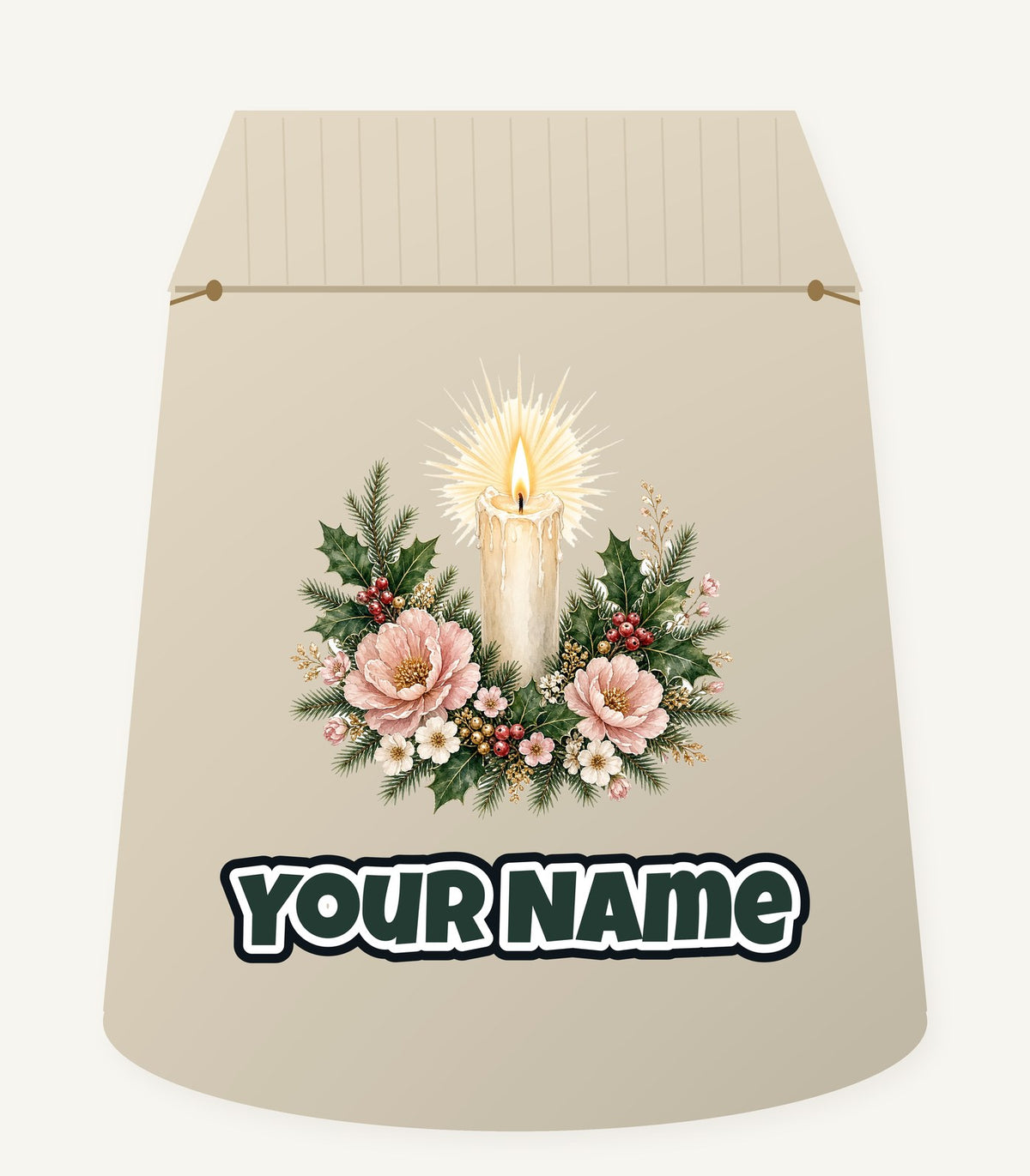 Memorial Candle and Blooms Personalised Santa Sack