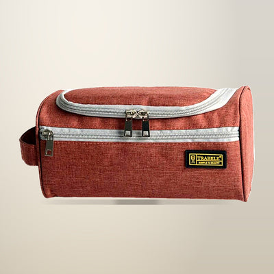 Men's Waterproof Hanging Toiletry Bag, Brick Red, 23.5 x 12 x 12 cm